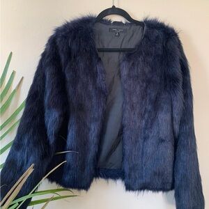 Romeo & Juliet Couture Blue Teddy Jacket Blue faux fur jacket #fauxfur